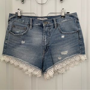 Free People Lace Trim Denim Short Size 27
